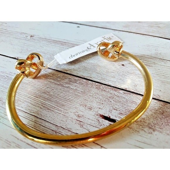 NWT Simple Gold Knot Cuff Bracelet by Charming Charlie - Picture 3 of 4